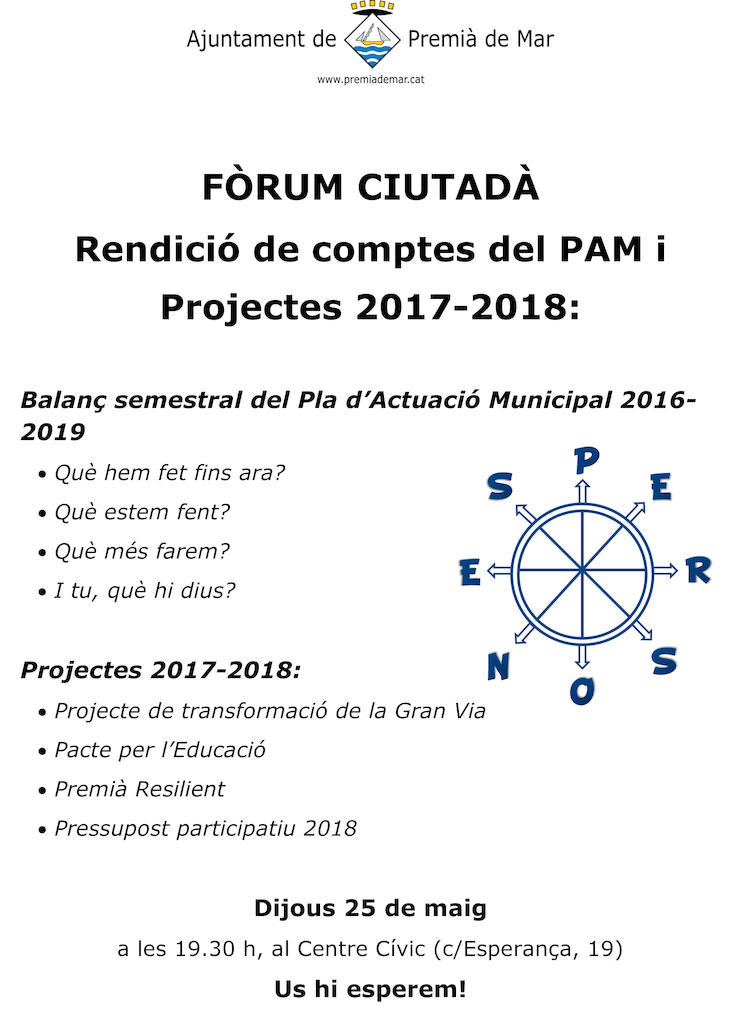 Fòrum Ciutadà Balanç del PAM + Projectes