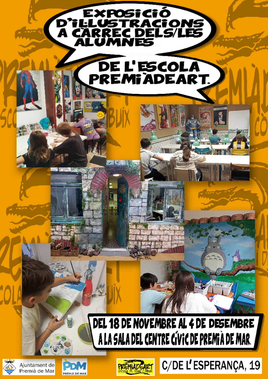 Exposició d'il·lustracions a càrrec dels alumnes de l'escola PremiadeArt Exposició d'il·lustracions a càrrec dels alumnes de l'escola PremiadeArt